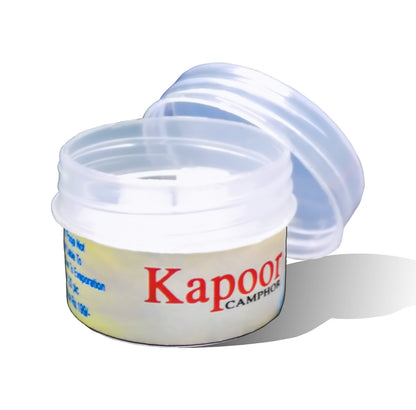 Wukusy 2106 Pure Kapoor Tablets for diffuser, puja, and meditation in a 10gm package, with golden-brown tablets in a container.