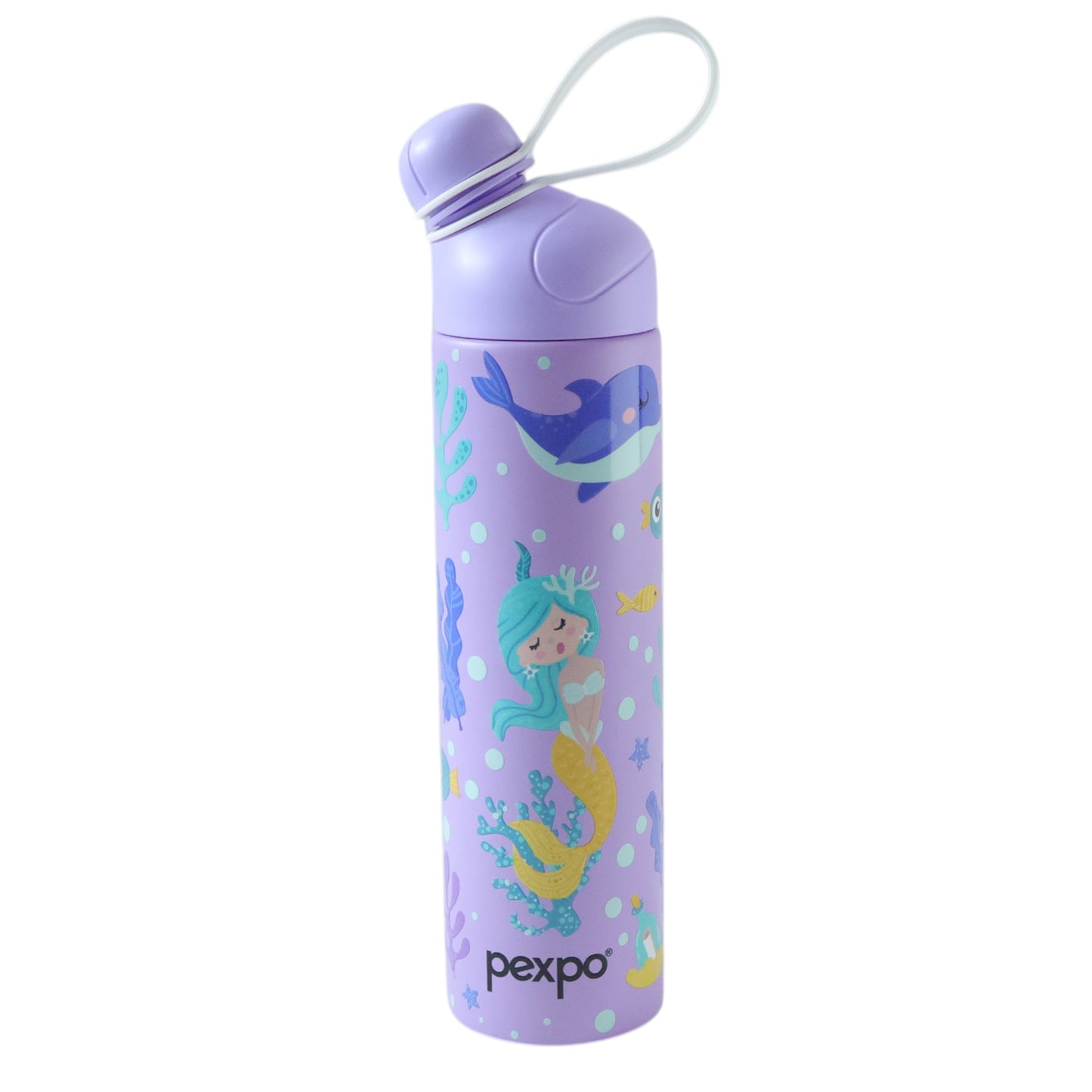 Wukusy Pexpo Pico Art stainless steel water bottle, 500ml, with printed hot and cold insulated design, featuring colorful artwork.