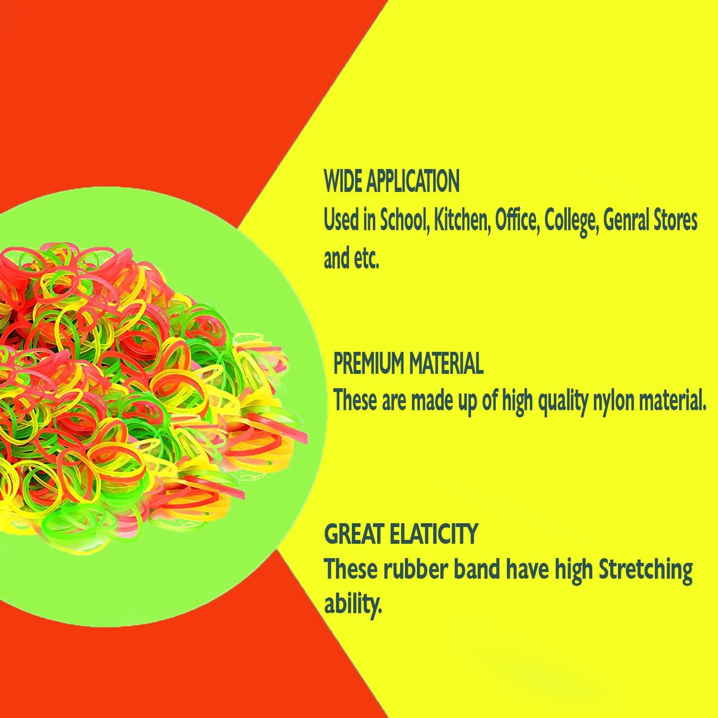 Multicolored reusable nylon rubber bands by Wukusy, flexible and unbreakable, ideal for office, home, and kitchen accessories.