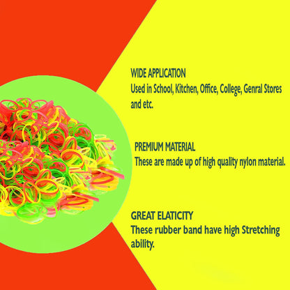 Multicolored reusable nylon rubber bands by Wukusy, flexible and unbreakable, ideal for office, home, and kitchen accessories.