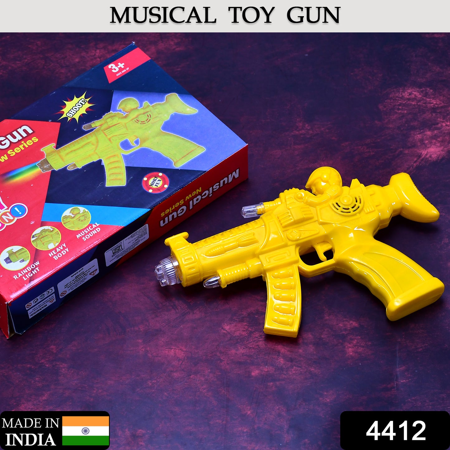 Wukusy 4412 Concept Musical Transparent Glow Gear Gun toy with rainbow light, featuring vibrant colors and a futuristic design.