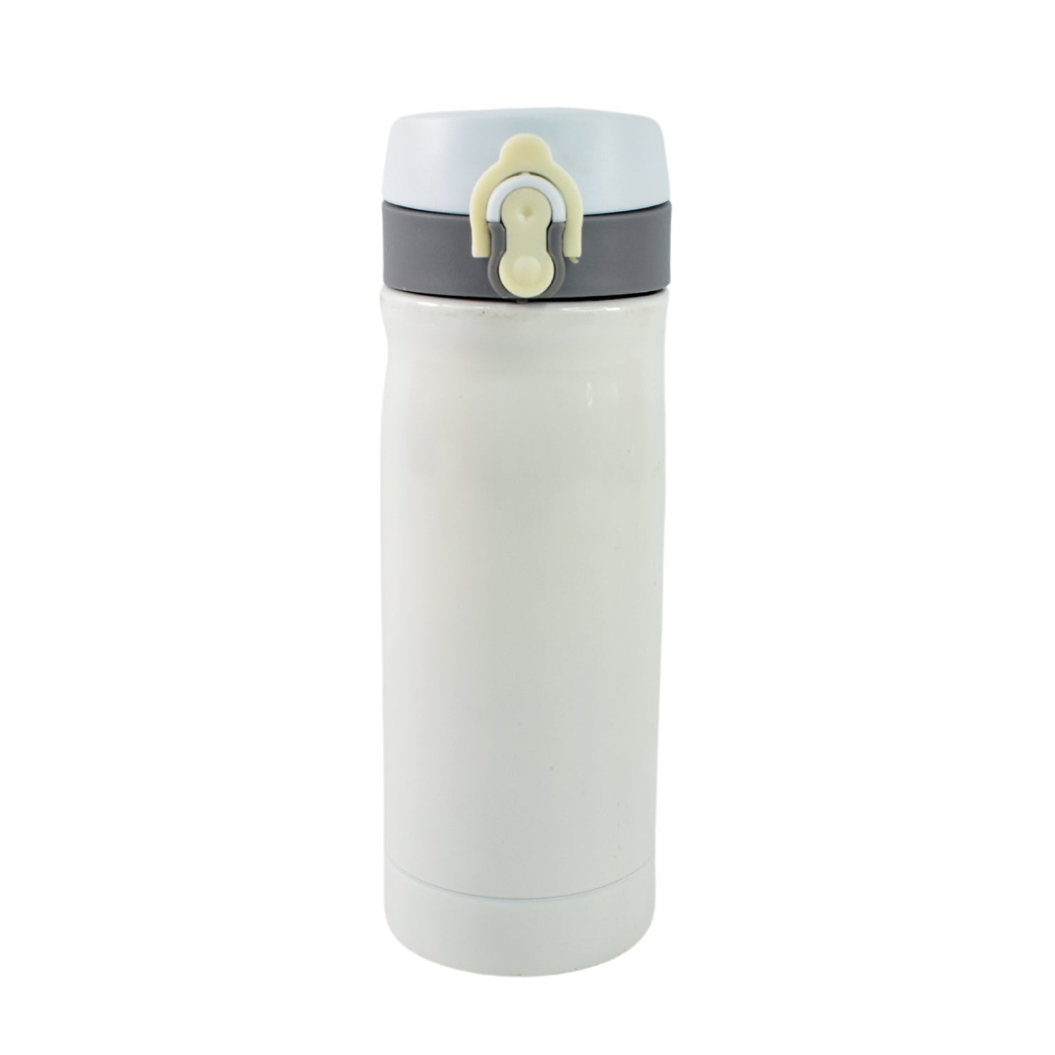 Insulated stainless steel water bottle for kids by Wukusy, 350ml capacity, with colorful design and secure lid.