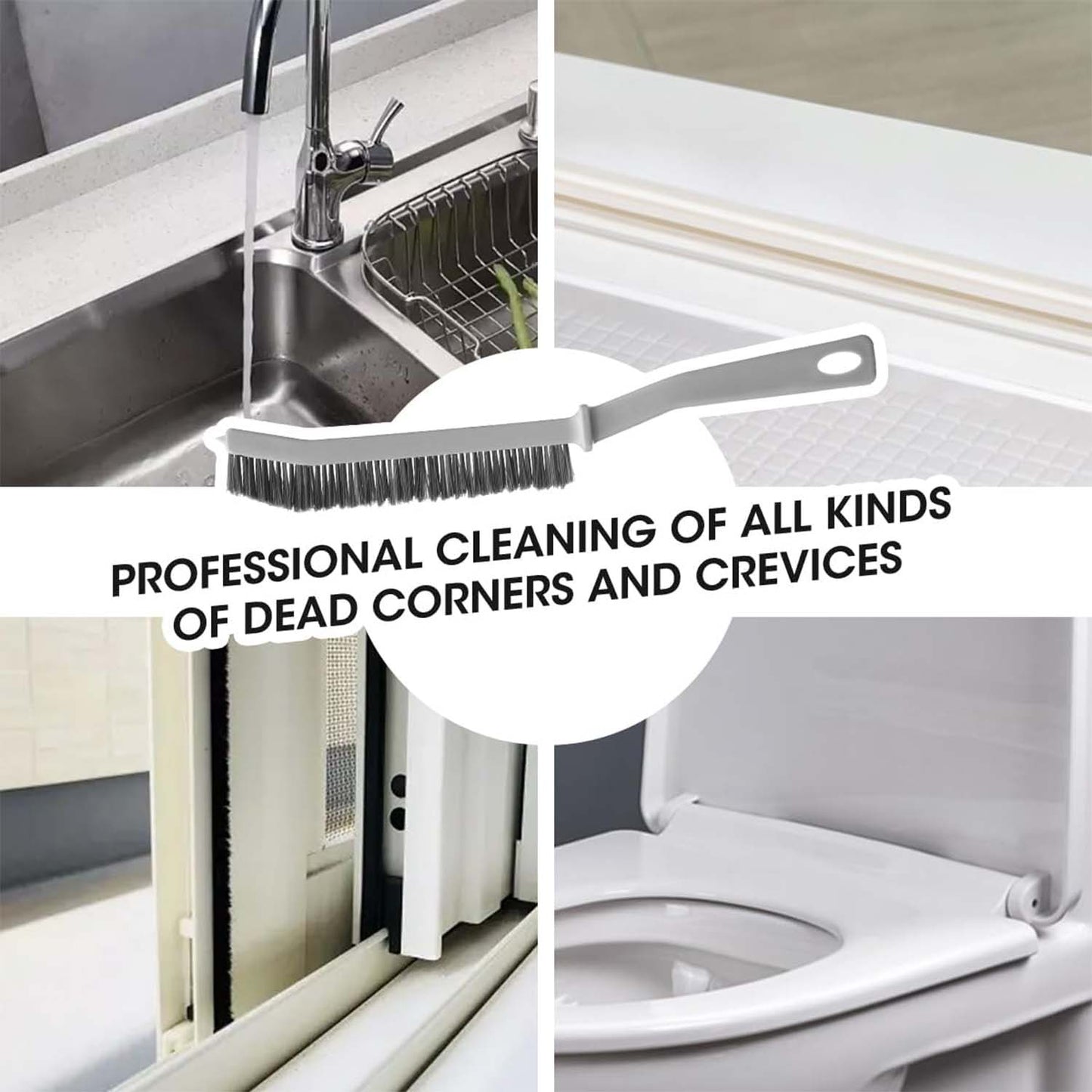 Set of two Wukusy long handle corner cleaning brushes for home improvement, designed to reach tight and hard-to-clean corners.