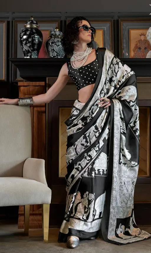 Soft and smooth semi Gajji silk saree from Drpshippr's women's collection, featuring a new design in elegant silk fabric.