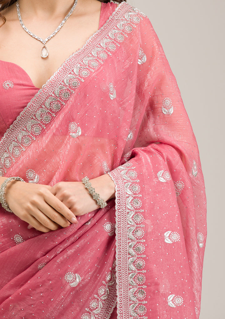 Elegant women's chiffon saree from Drpshippr's new trendy collection, featuring flowing fabric and intricate design details.