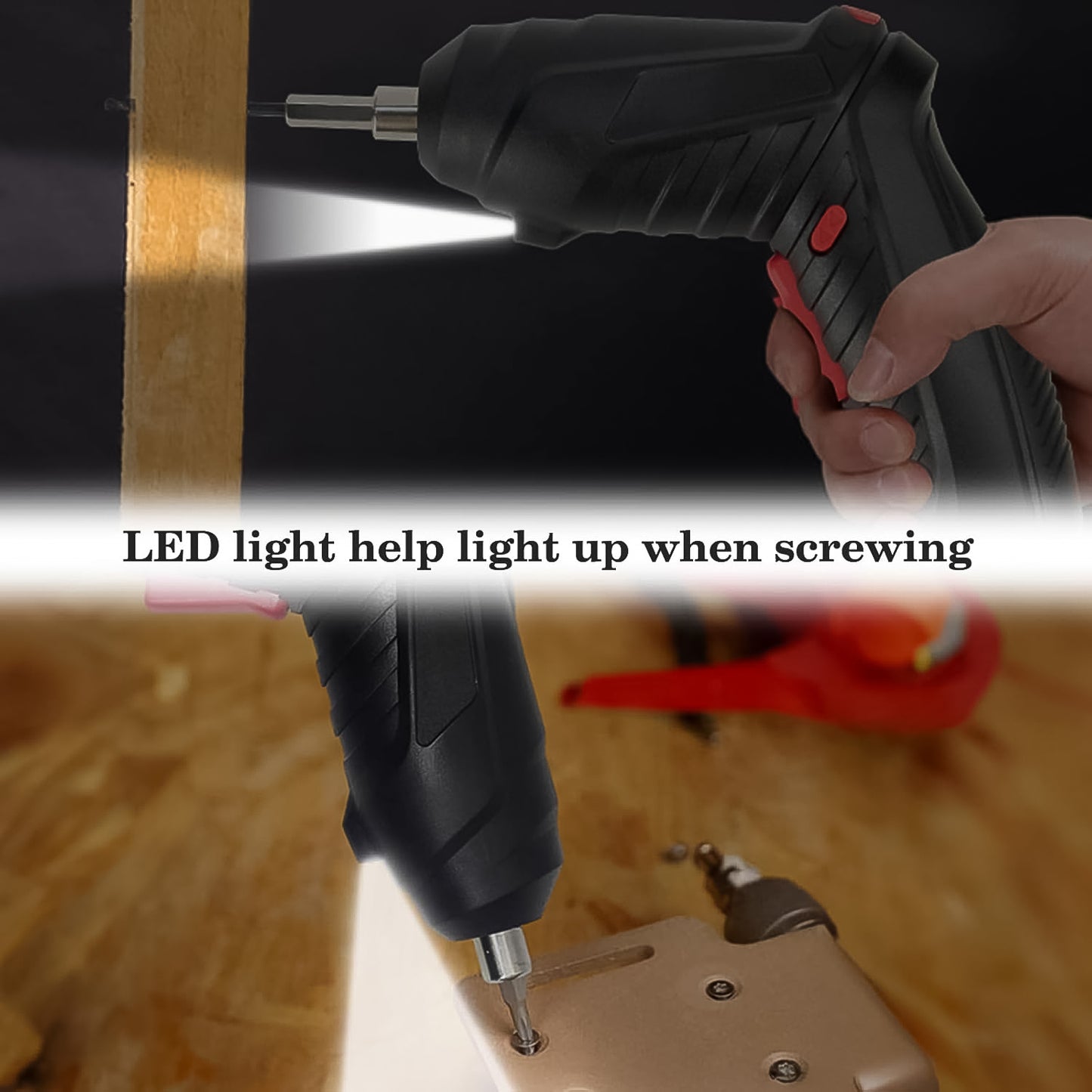 Wukusy small screwdriver with LED light and 48-piece bit set, ideal for home improvement and detailed repairs.