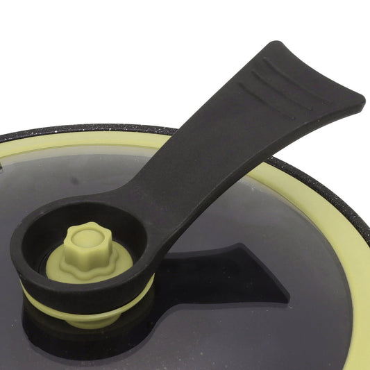 Wukusy pressure cooker valve handle in plastic, designed for kitchen use, shown attached to a pressure cooker valve assembly.