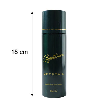 Wukusy Signature Cocktail deodorant body spray 200ml bottle with colorful label and spray nozzle on a white background.