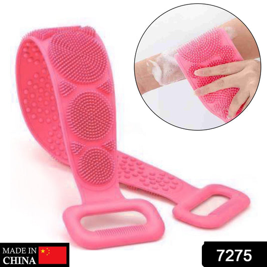 Wukusy 7275 silicone body back scrubber with double sides for deep skin cleansing during bathing.