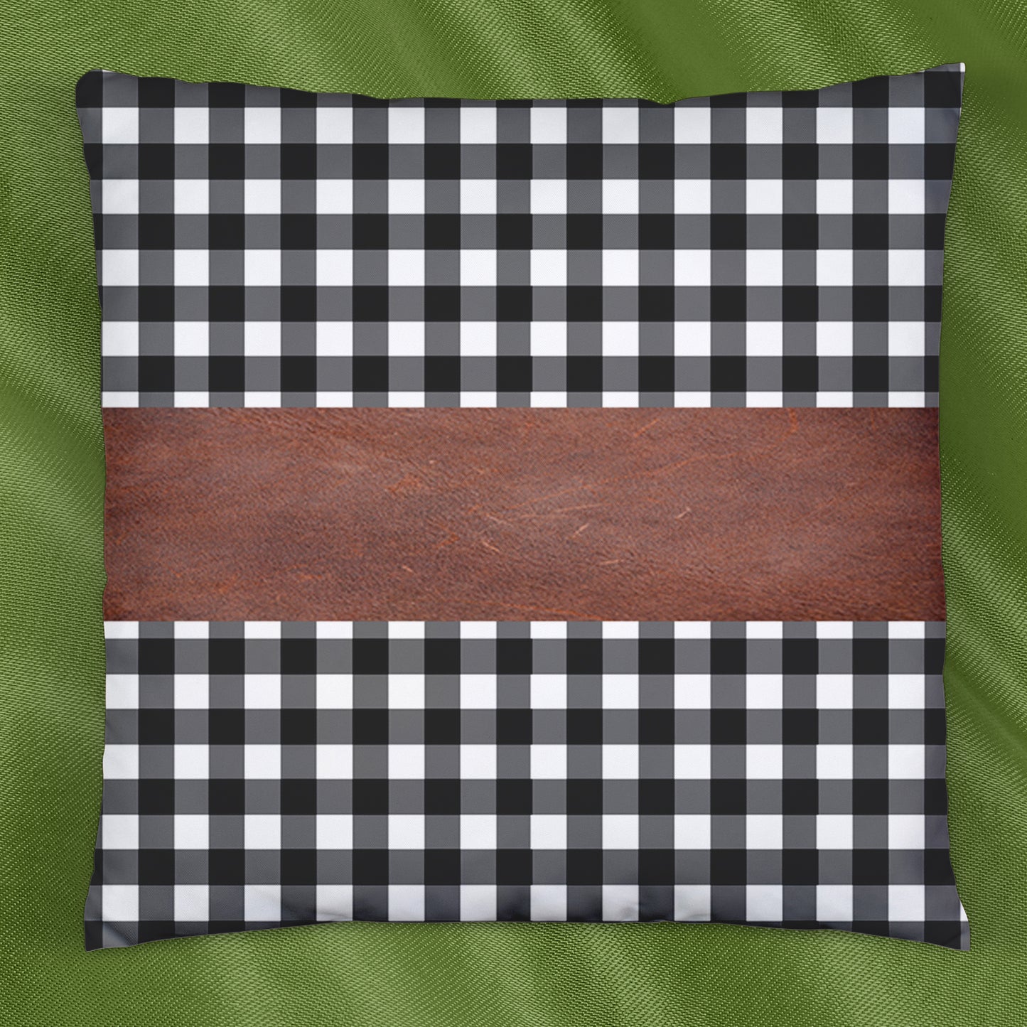 Pair of 15x15 inch Wukusy leather and cotton pillow covers, stylish cushion covers for home decor, set of 2.