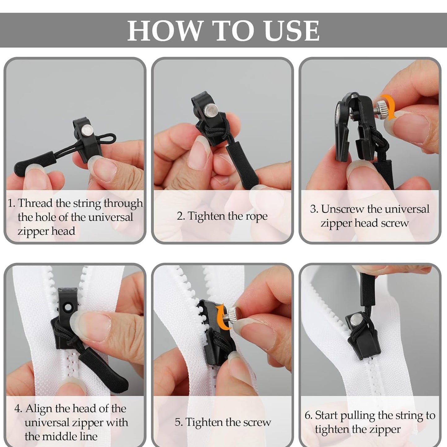 Set of 10 Wukusy portable universal detachable zipper sliders for home improvement, compatible with various zipper sizes.