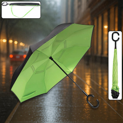 Colorful foldable Wukusy umbrella with C-shaped handle, UV protection for children, suitable for sun and rain, travel accessory.
