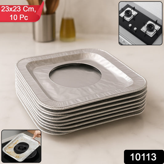 Set of 10 Wukusy aluminum gas stove burner protector covers, 23x23 cm, for kitchen stove protection and easy cleaning.