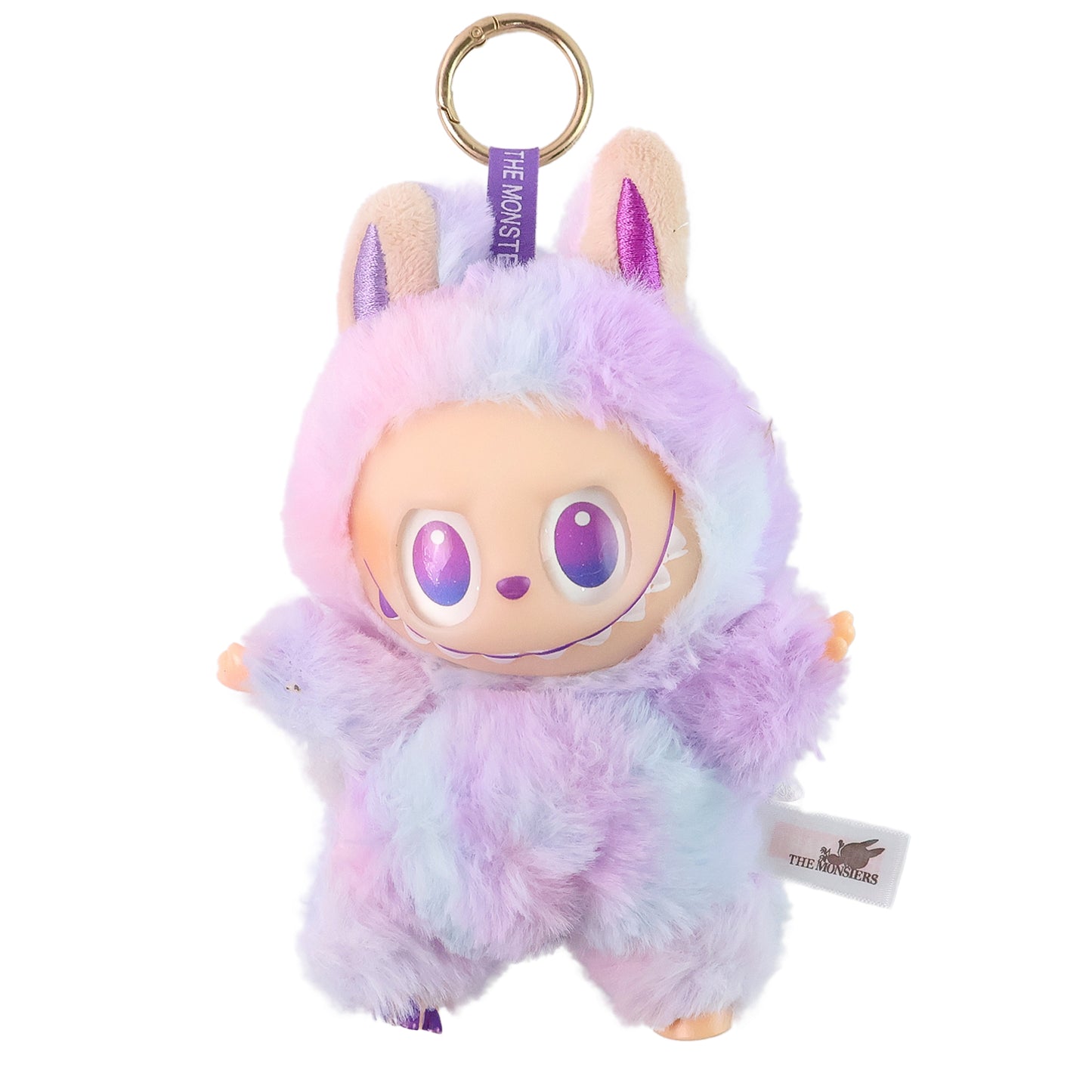Colorful light purple plush toy cartoon keychain with hook by Wukusy, featuring a soft, light purple plush design for kids and accessories.