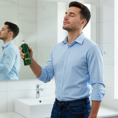 Wukusy Signature Premium Green Fragrance Body Spray 200ml bottle with sleek green design and spray nozzle.