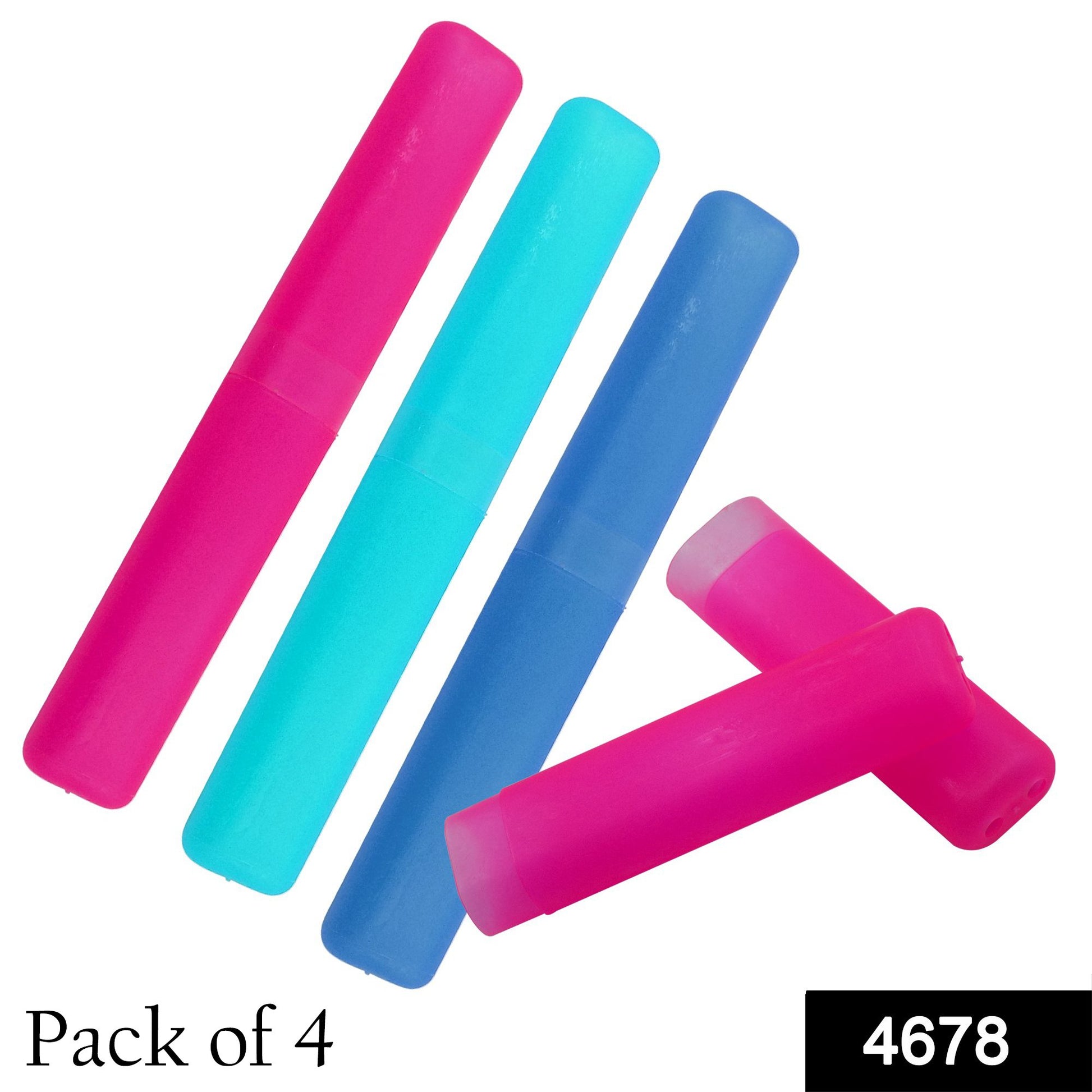 Wukusy portable dust-proof toothbrush case pack of 4, compact toothbrush holder with secure lid for travel and daily use