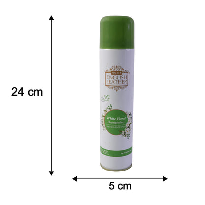 Wukusy Next English Leather floral air freshener spray bottle with white floral design, 220ml for home fragrance.
