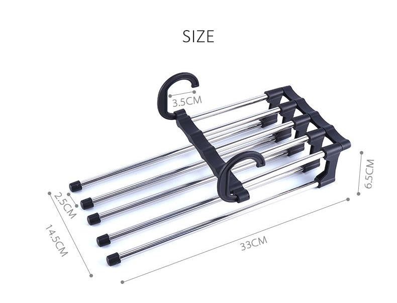 Wukusy 4660 adjustable trouser pants hanger organizer with multiple clips for neat storage of pants and trousers.