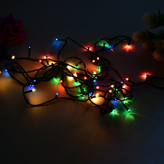 Wukusy 4-meter multicolor LED string light for festival home decor, showcasing vibrant lights arranged along the length.