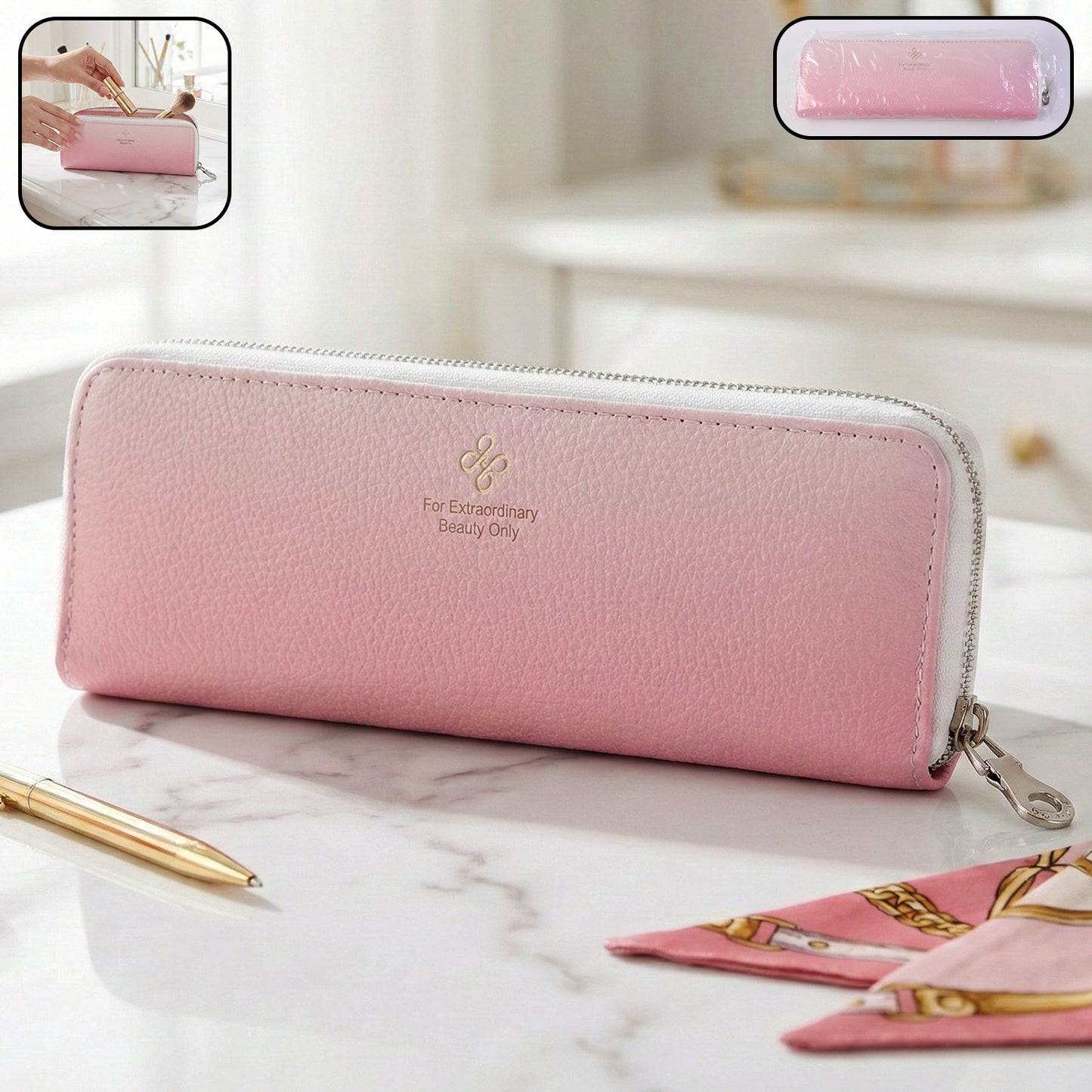 Wukusy premium makeup brush storage pouch with zip closure, designed to hold and organize makeup brushes securely.