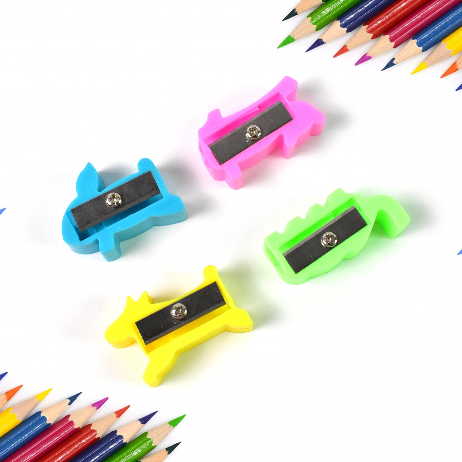 Wukusy plastic small cute pencil sharpener with mixed colorful design, ideal for office or school use.