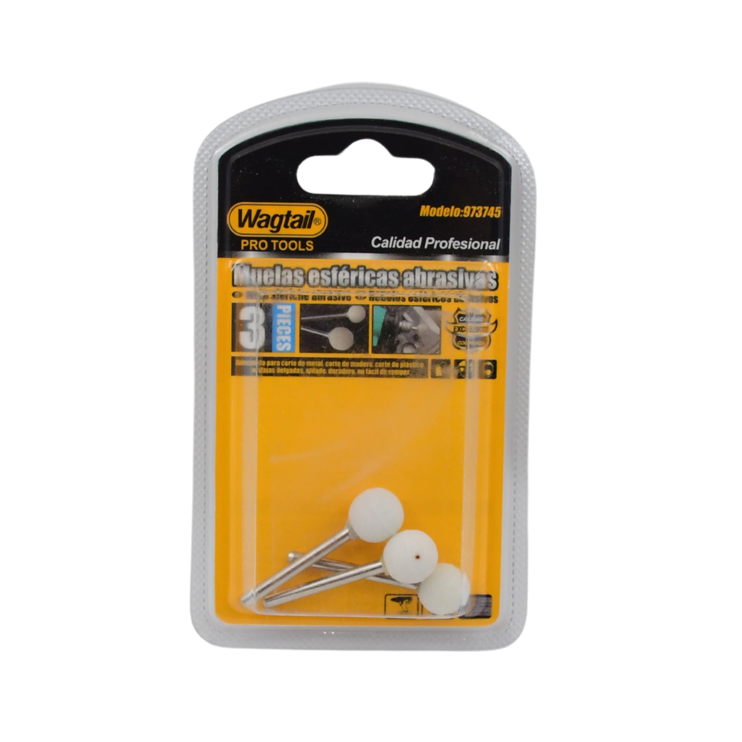 Set of three spherical head abrasive grinding stones by Wukusy, ideal for detailed shaping and grinding in hardware projects.