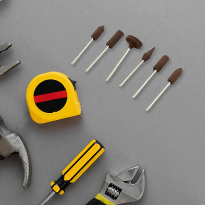 Set of six Wukusy mounted points abrasive stone grinding wheel bits for rotary tools, ideal for detailed home improvement projects.