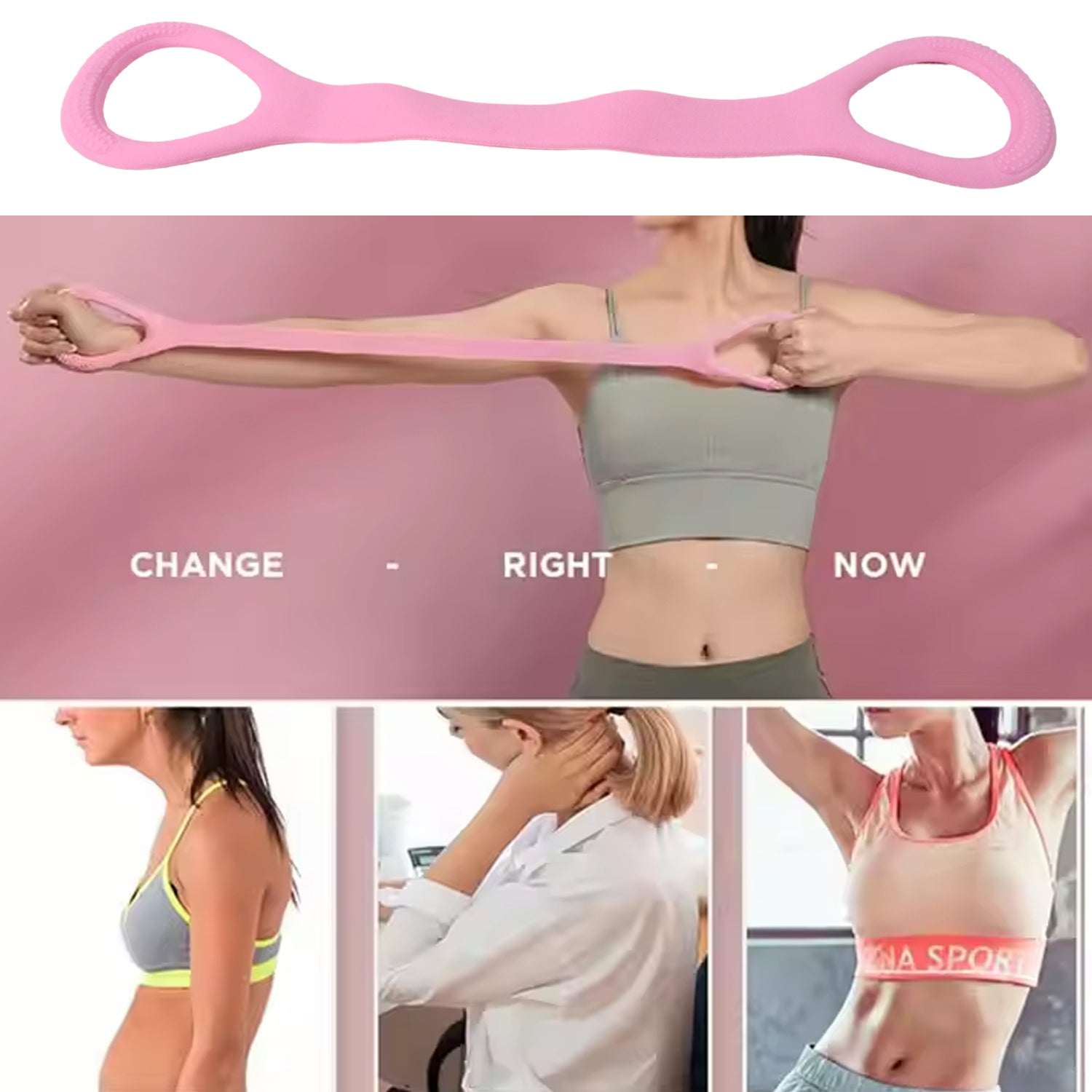 Wukusy silicone resistance band for fitness and stretching, elastic health care resistance band on a white background.
