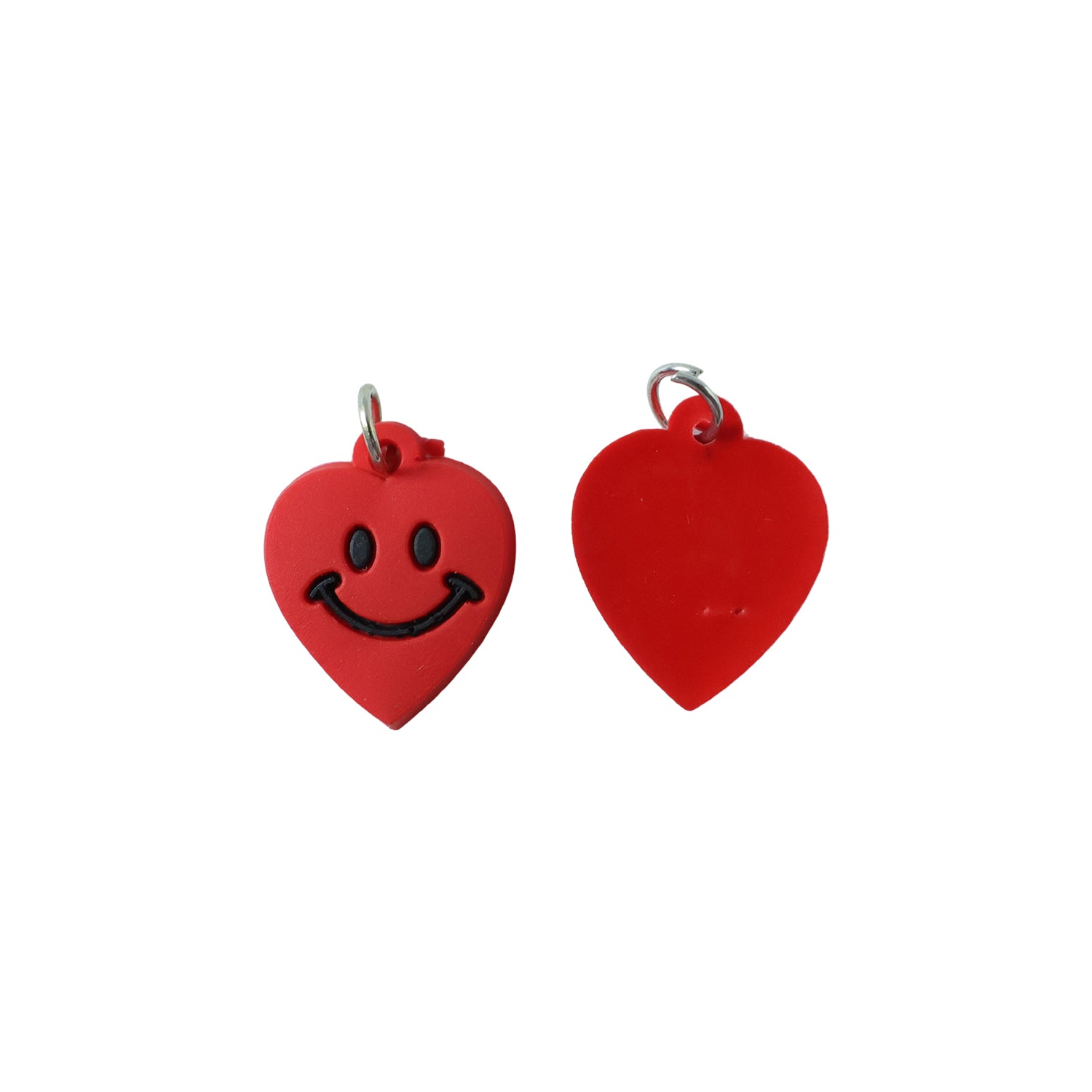 Set of 10 Wukusy heart-shaped bag charm keychains featuring cute smiley faces and colorful designs.