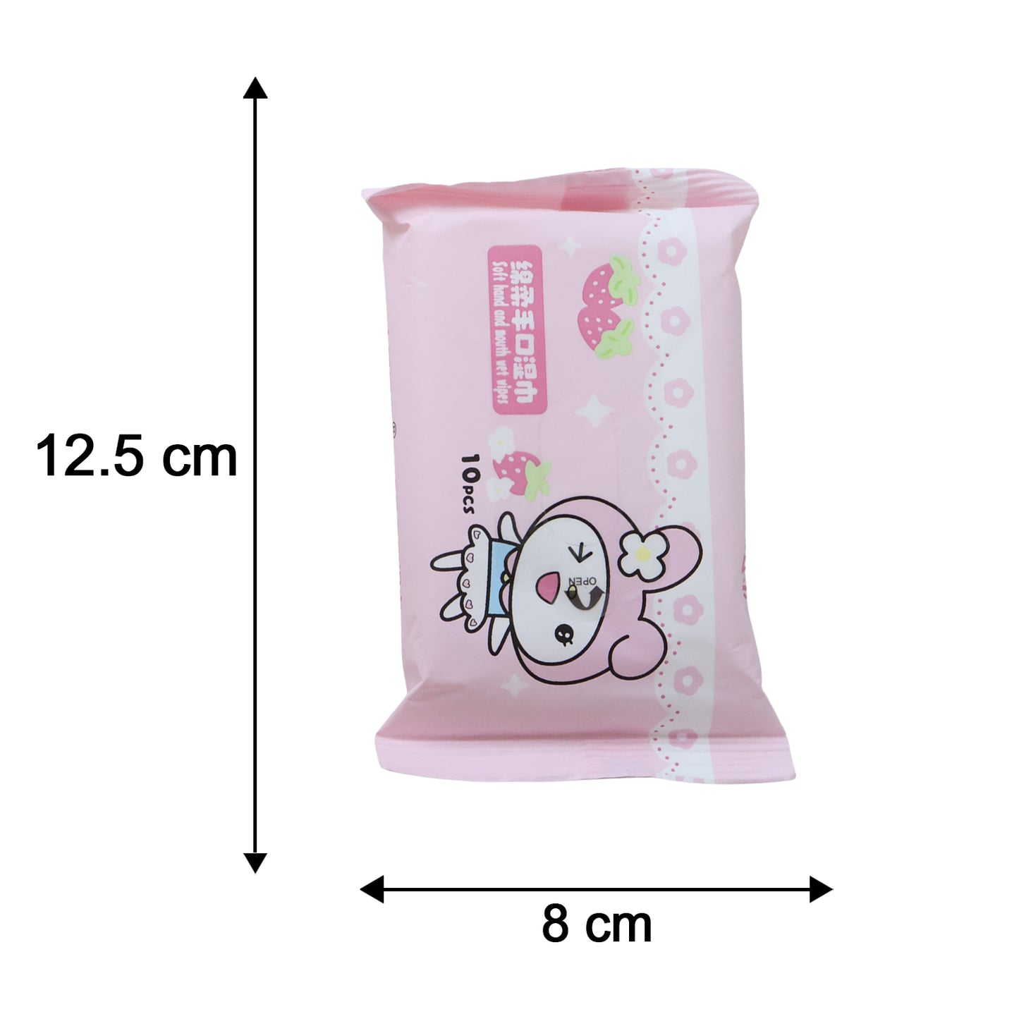 Cartoon printed soft wet wipes pack by Wukusy, 10-piece pack of gentle, colorful wet wipes for kids or sensitive skin.