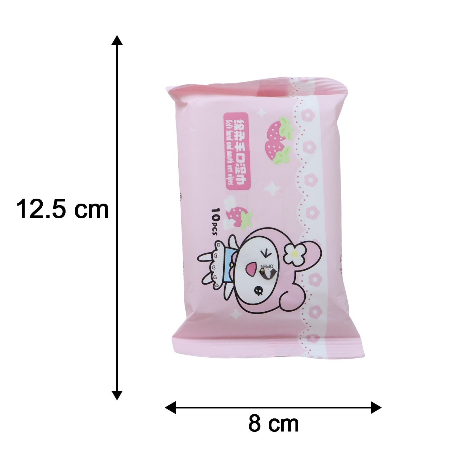 Cartoon printed soft wet wipes pack by Wukusy, 10-piece pack of gentle, colorful wet wipes for kids or sensitive skin.