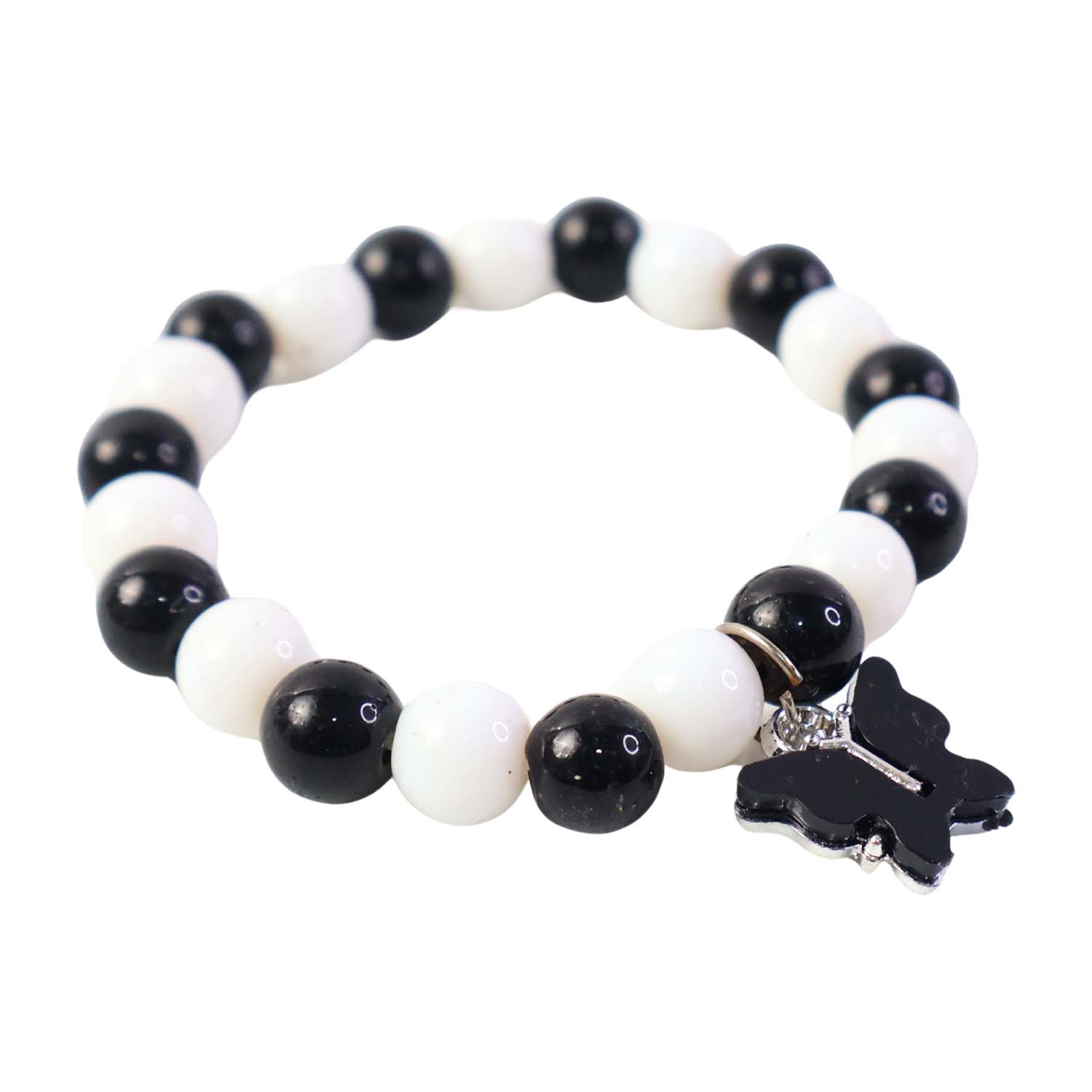 Elegant black and white fancy bracelet by Wukusy featuring intricate design and stylish accents on a neutral background.