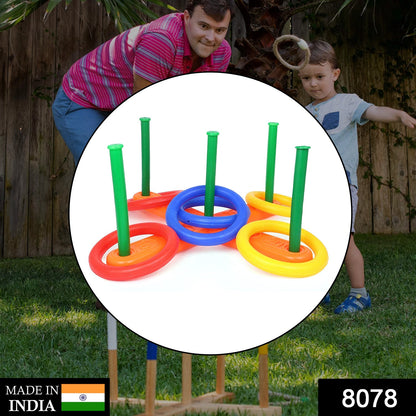 Wukusy 13-piece ring toss game toys for children, featuring colorful rings and pegs for indoor and outdoor play.