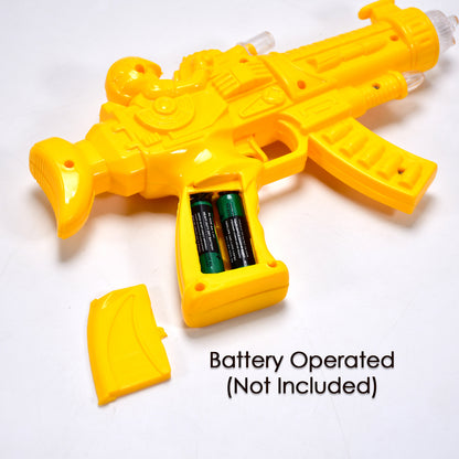 Wukusy 4412 Concept Musical Transparent Glow Gear Gun toy with rainbow light effects, designed for children.