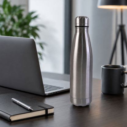 Wukusy stainless steel leak-proof water bottle with 500ml capacity, suitable for gym, school, and office use.