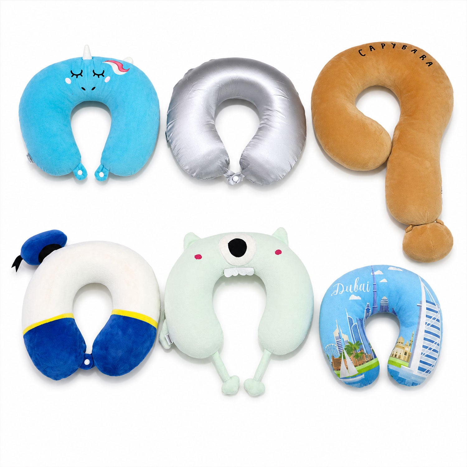 Mix Design Travel Neck Pillow U Shape Soft Head Support Cushion (1 Pc)