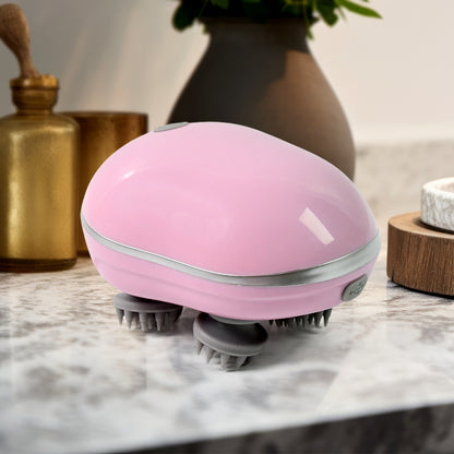 Wukusy Smart Electric Scalp Massager device with multiple massage heads and ergonomic design, used for relaxing scalp therapy.