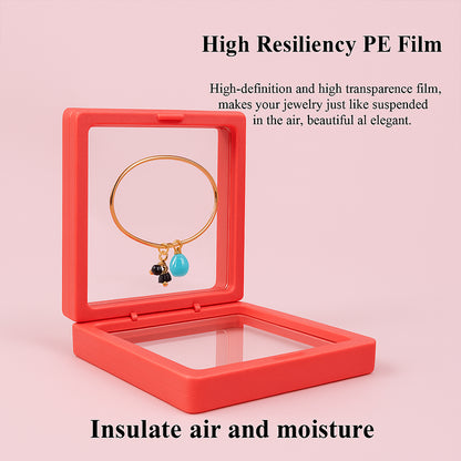 Transparent jewellery display box with a 9x9 cm size, perfect for organizing and showcasing jewelry pieces.