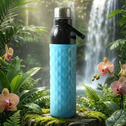 Wukusy plastic 1100 ml diamond texture sports water bottle with flip cap and ergonomic design for active hydration.