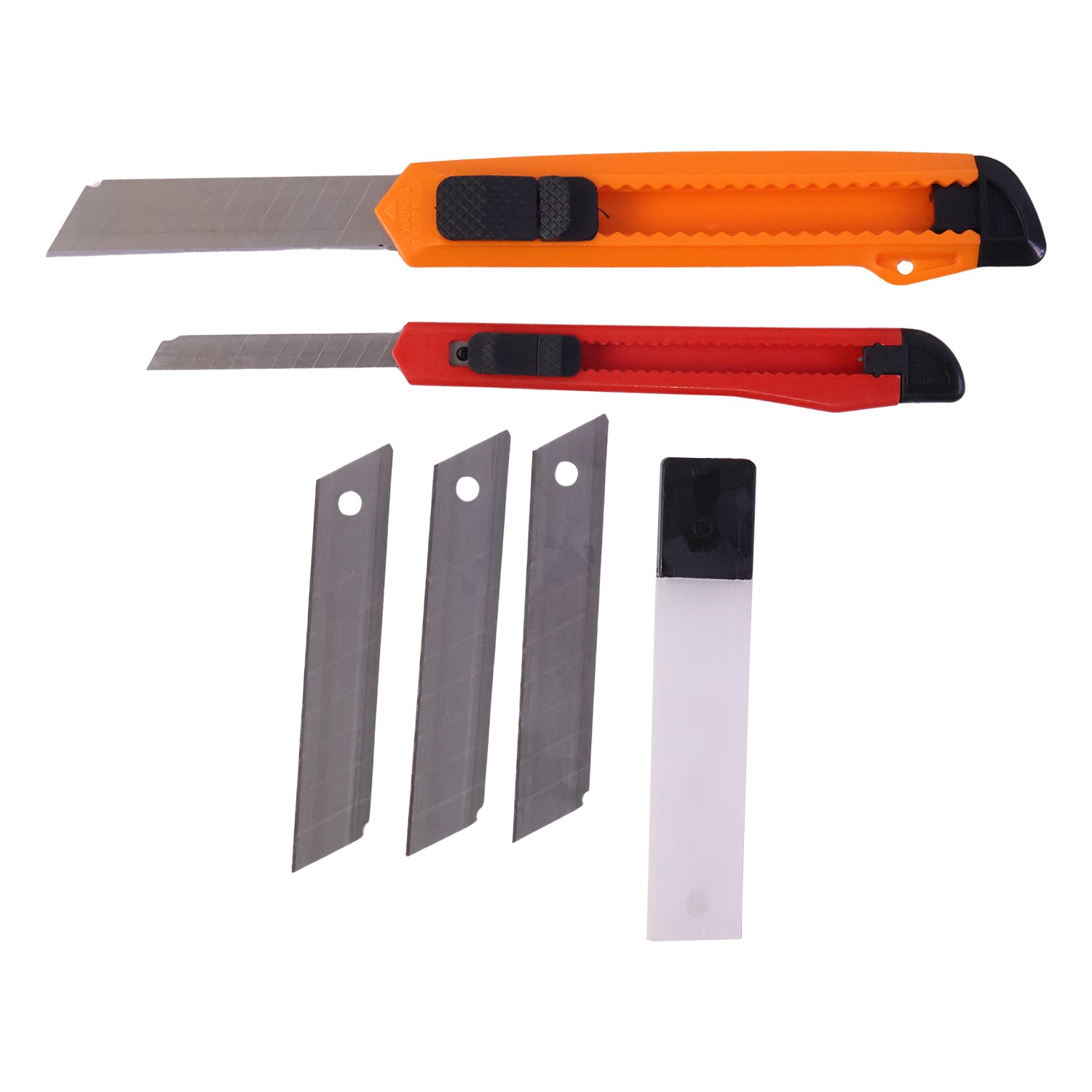 Wukusy professional utility knife cutter set with extra snap-off blades, featuring a durable handle and multiple blade segments.