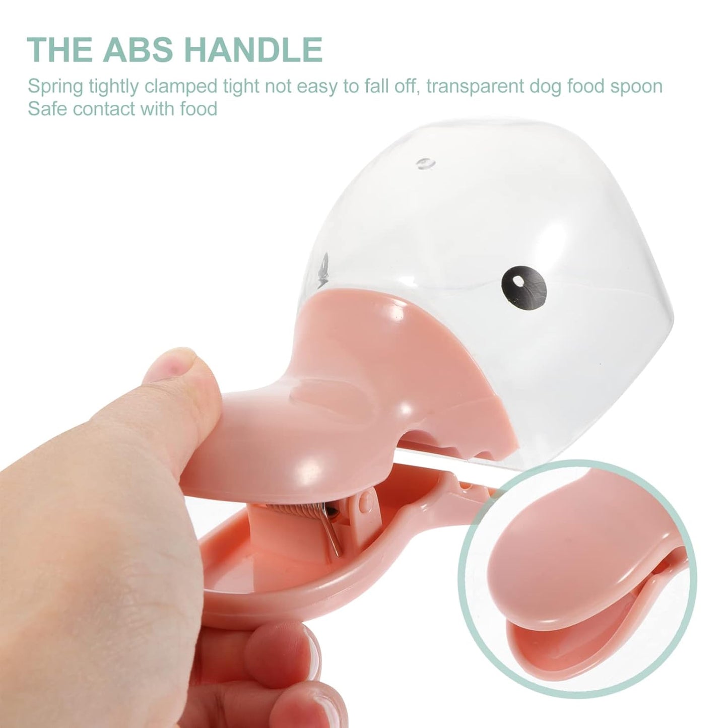 Wukusy 2-in-1 pet food scoop with bag clip, stainless steel scoop with attached clip for easy portioning and bag sealing.