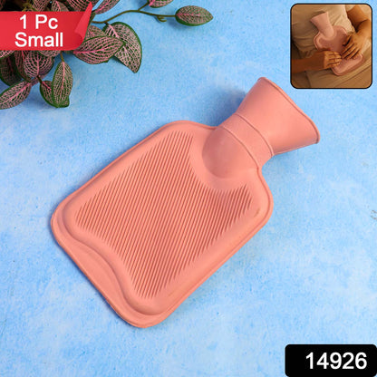 Wukusy premium small hot water bag, 21x12cm, in a soft rubber material, designed for soothing heat therapy in health and beauty use.