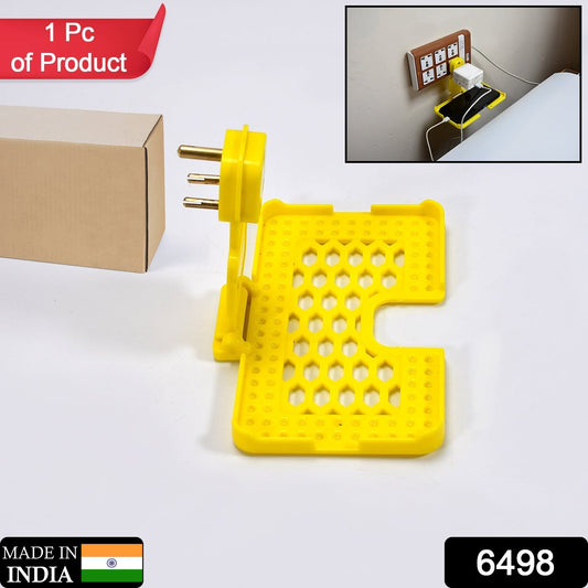 Wukusy 6498 multi-purpose yellow wall holder stand for mobile charging, fits in socket and hangs phone securely.