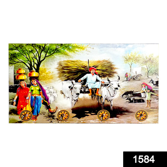 Decorative wooden landscape art piece with hooks for wall hanging, home decor by Wukusy featuring natural wood design.