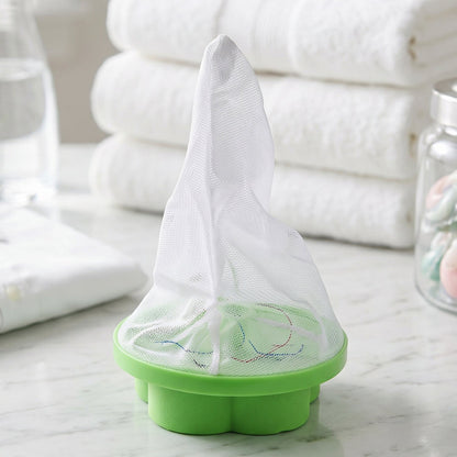 Wukusy washing machine floating hair lint catcher with reusable mesh flower filter, designed to trap hair and debris during laundry.