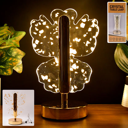 Luxury Golden Crystal LED table lamp from Wukusy, featuring a elegant design with golden accents and sparkling crystal details for home decor.