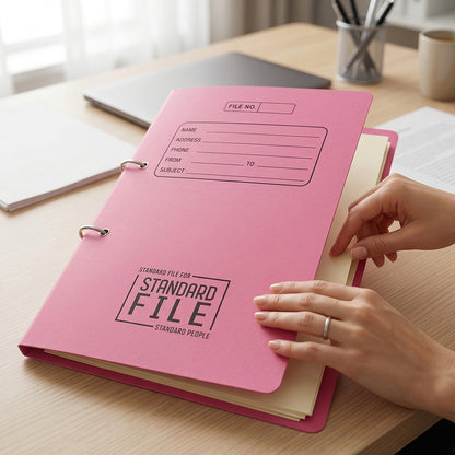 Wukusy premium spring file folder with metal clip, 35x25 cm office document holder for organizing papers and files.