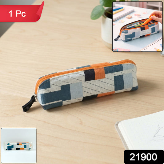 Wukusy designer fabric zipper pencil pouch, compact and stylish, with a functional zipper closure for stationery storage.