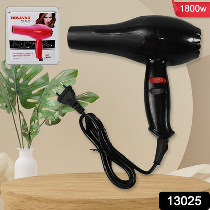 Wukusy 13025 professional multi-purpose salon hair dryer with 1800W, 2-speed settings, suitable for women and men.