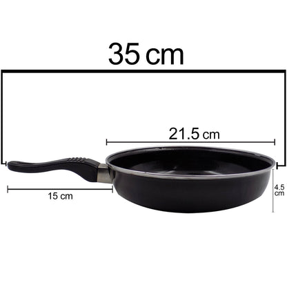 Wukusy 2524 induction base hard anodized tadka fry pan with nonstick coating, suitable for kitchen cooking and sautéing tasks.